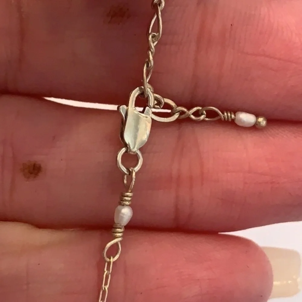 Sterling silver natural pearls art glass pendant